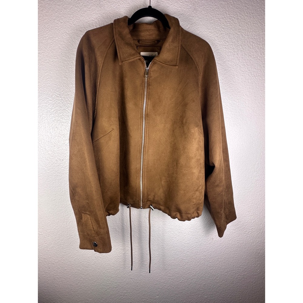 Universal Thread Womens Brown Faux Suede Zip Up Bomber Jacket XXL New
